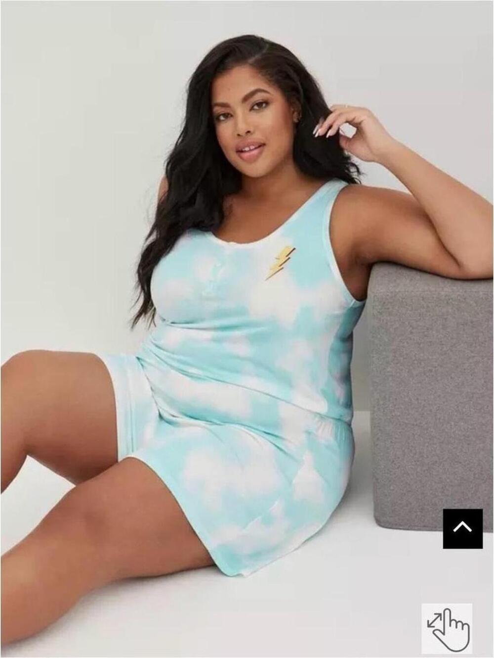 Torrid Super Soft Blue Tie Dye Henley Sleeveless Sleep Romper Plus Size 2X NWT